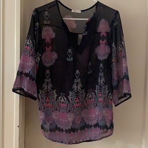 Dark navy with design blouse